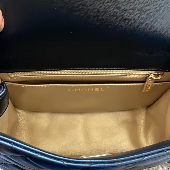 【sold】Chanel Lambskin Quilted CC Pearl Crush Mini Flap square, Black, gold ball - Picture 7 of 14